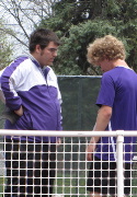 Baillie talking with a Student-Athlete