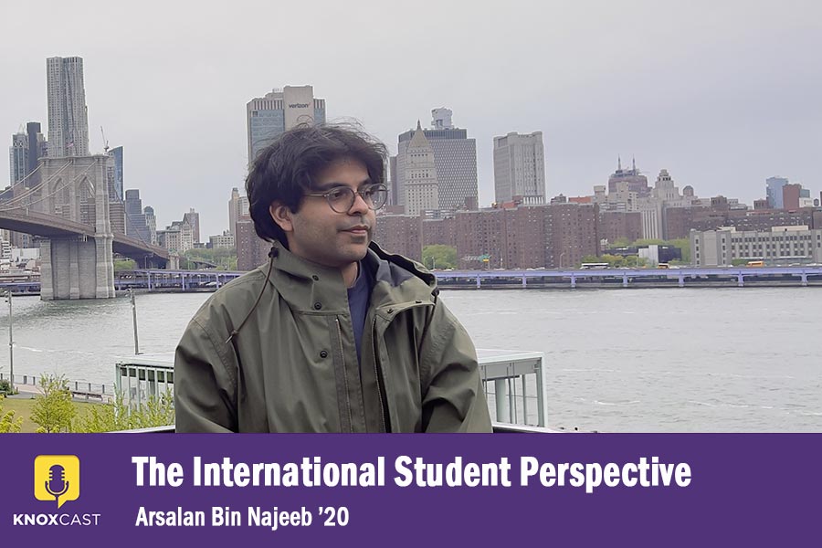 Image of Arsalan Najeeb '20 with text: "The International Student Perspective,  Arsalan Bin Najeeb '20"