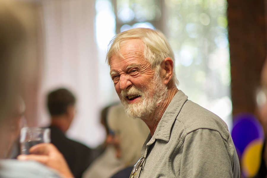 Economics professor Roy Anderson at his retirement celebration at Homecoming.