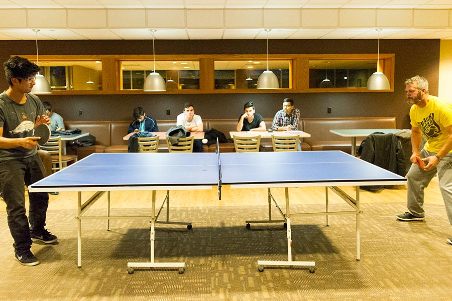 Student compete in a table tennis tournament over winter break.